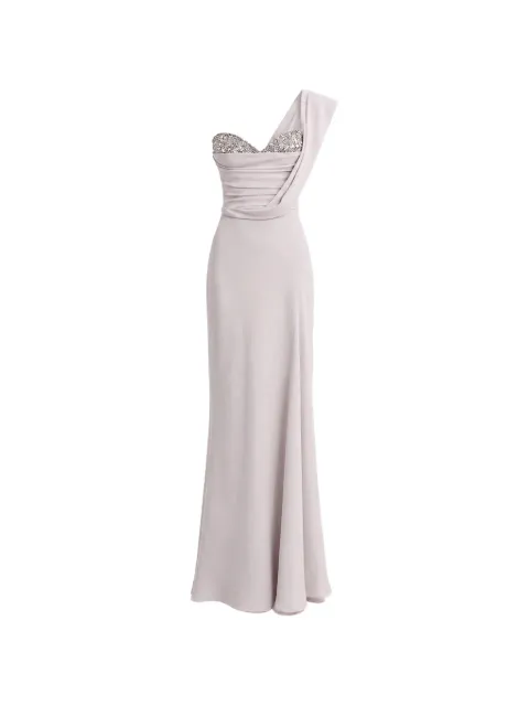 Gemy Maalouf crystal-embellished draped dress Neutrals GMW257379LD