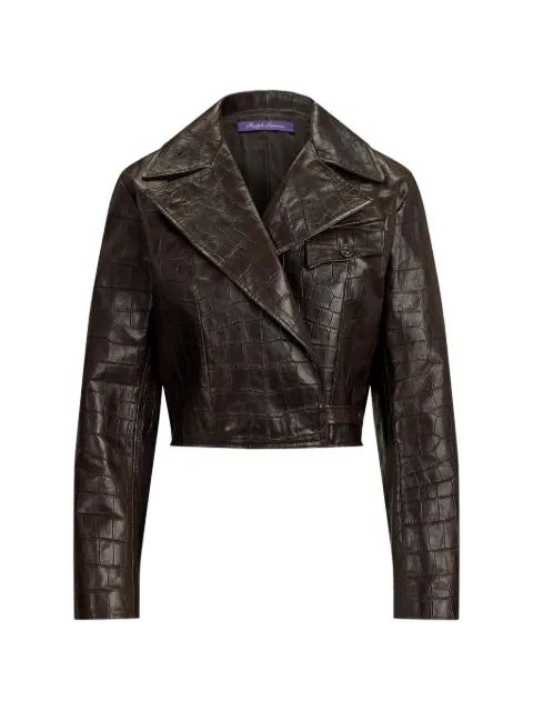 Ralph Lauren Collection Jaxson crocodile-pattern leather jacket Brown 290P20999