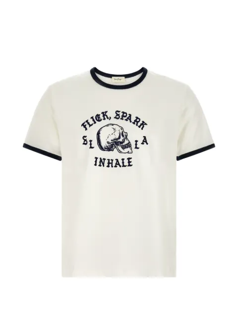 Second/Layer Flick, Spark, Inhale Ringer skull-print ringer T-shirt Neutrals 10102