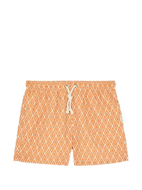 GASSA D AMANTE Praiano geometric-print drawstring swim shorts Orange PRAIANO