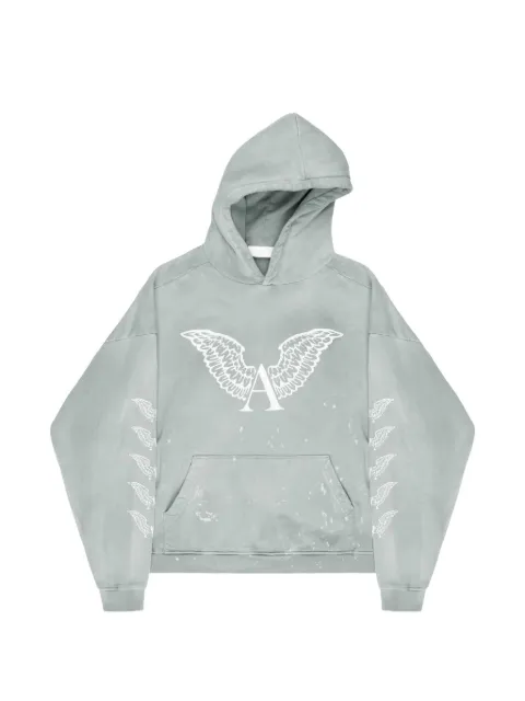 ALEXANDER DIGENOVA logo-print distressed hoodie Blue LOGOHOODIE