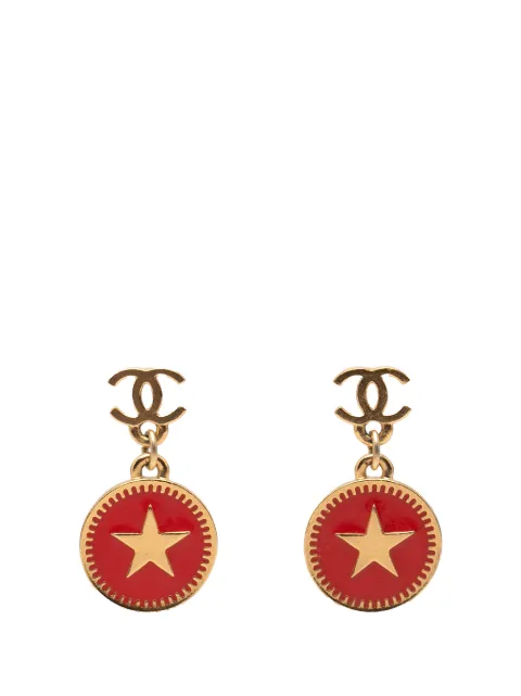 CHANEL Pre-Owned 2001 CC Gold Plated Enamel Star Dangling Push Back Earrings costume earrings Gold CRDQRKHF4W6SVIY8