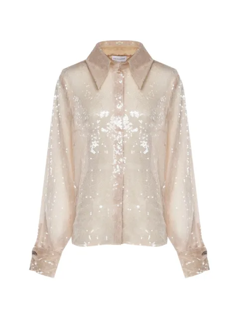 GALIA LAHAV Orlena sequin-embellished semi-sheer shirt Pink GLSS26SH02