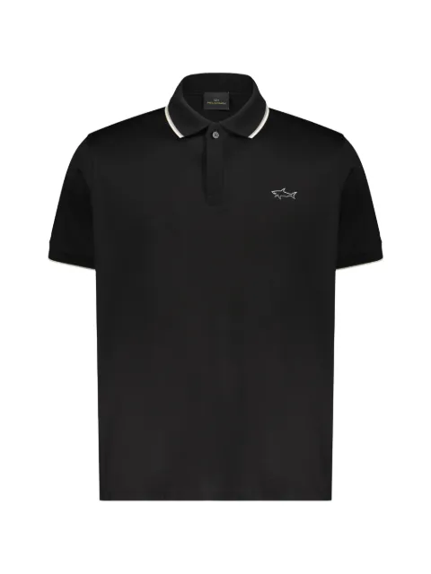 Paul & Shark logo-embroidered tipped-trim polo shirt Black 25411301