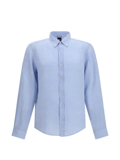 BOSS Liam button-down linen shirt Blue 50560894