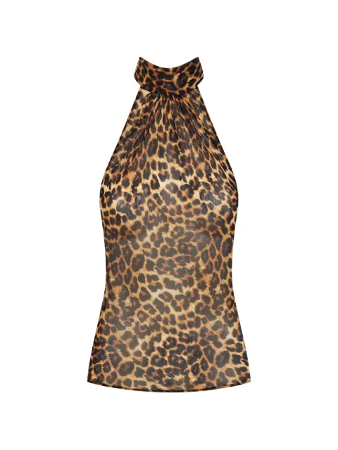 Maison Close Safari leopard-print halterneck top Brown 565390