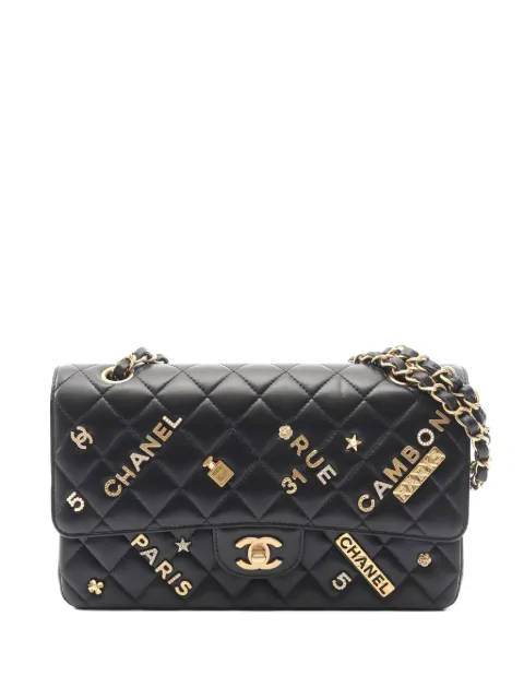 CHANEL Pre-Owned 2020s Matelassé icon charm shoulder bag Black 106645631338322