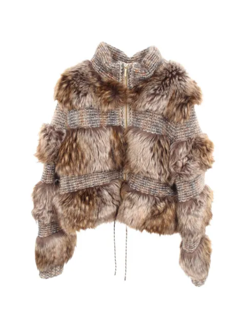 CHANEL Pre-Owned 1986-1988 zip-up faux-fur jacket Brown 1060522