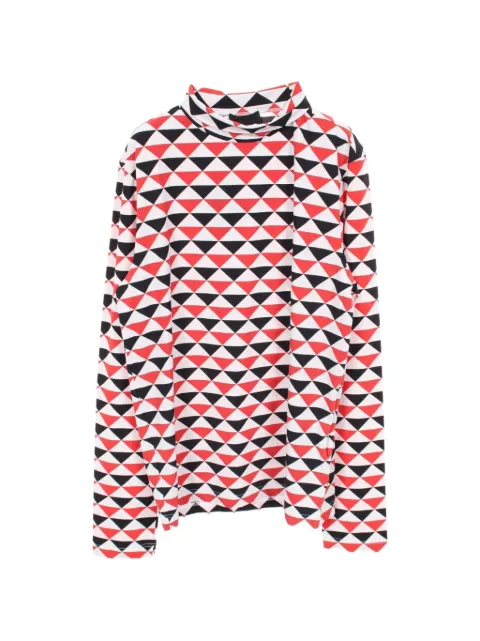 Prada Pre-Owned geometric-print high-neck top White 1060819