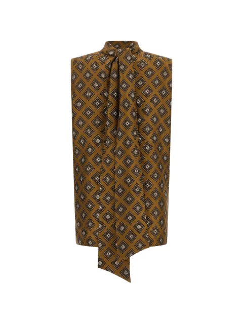 Alberto Biani tie-print lavallière-neck top Brown NN838SE320217