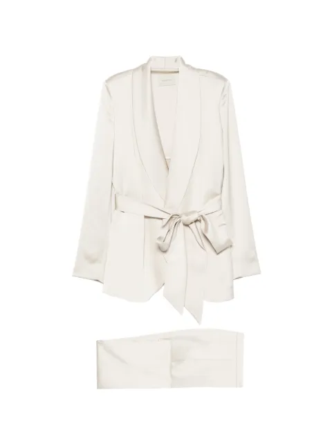 THE ARCHIVIA satin-finish belted dress Neutrals TAILLEURIRISIVORY