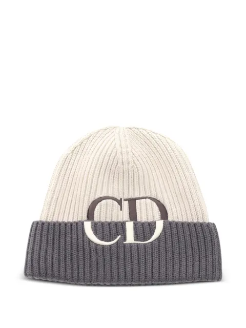Christian Dior Pre-Owned 2010s logo-DETAIL beanie hat Neutrals 1057335