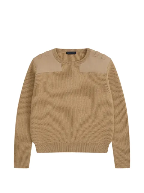 GOSHA RUBCHINSKIY ribbed-knit elbow-patch sweater Neutrals KNSW0301BEIGE