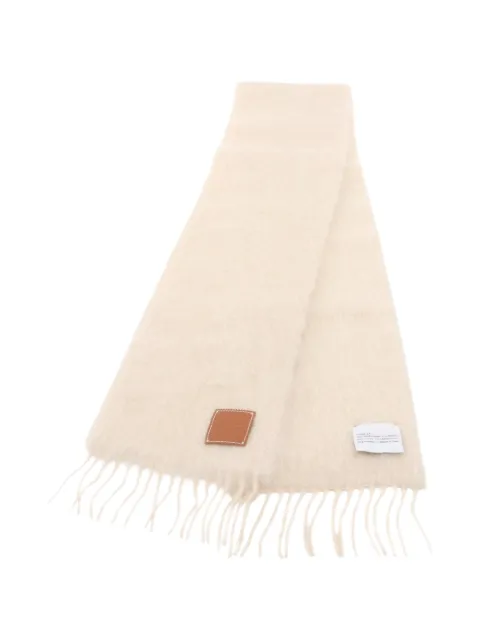 Loewe Pre-Owned 2010s Anagram fringed scarf Neutrals 1056802