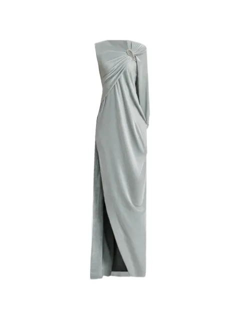 Gemy Maalouf asymmetrical draped-sleeve dress Green EDW251942LD