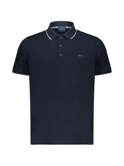 Paul & Shark tipped-trim logo-patch polo shirt Blue 26411272