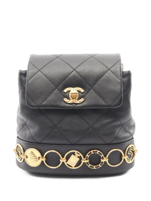 CHANEL Pre-Owned 2021 small Charm chain-link backpack Black 1066389KG985GXC