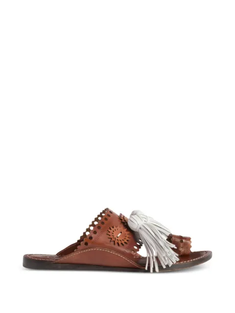 La DoubleJ Sandy slides with tassels Brown SHO0110LEA014SOLIDBR17