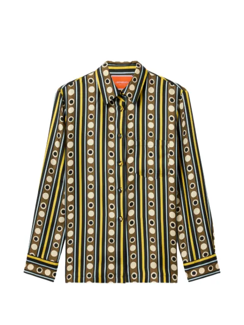 La DoubleJ geometric-print long-sleeve shirt Yellow SHI0001SIL001SAC01BR02