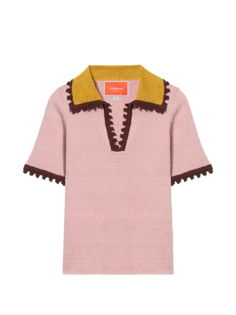 La DoubleJ zigzag-trim polo shirt Pink PUL0273KNI154SOLIDPI01
