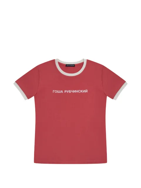 GOSHA RUBCHINSKIY logo-print contrast-trim T-shirt Red TSH0702RED