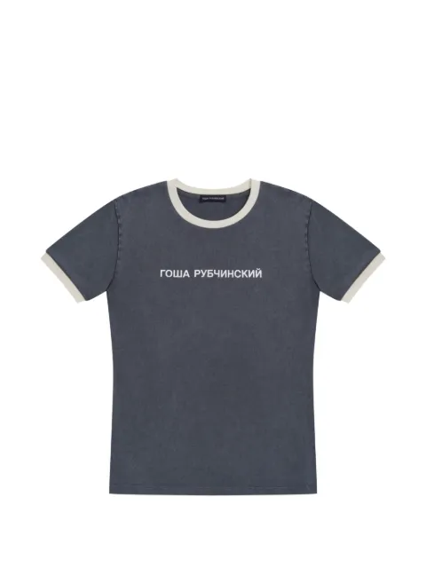 GOSHA RUBCHINSKIY contrast-trim logo-print T-shirt Grey TSH0702GREY