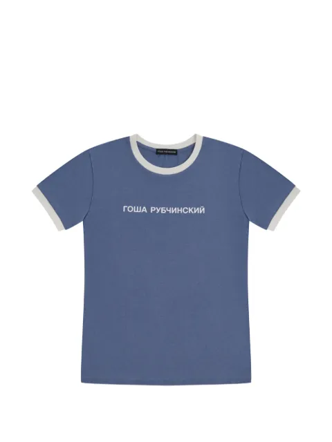 GOSHA RUBCHINSKIY contrast-trim logo-print T-shirt Blue TSH0702BLUE