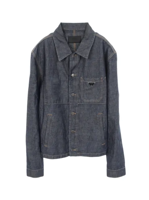 Prada Pre-Owned Chambray blouson denim jacket Blue 1062143
