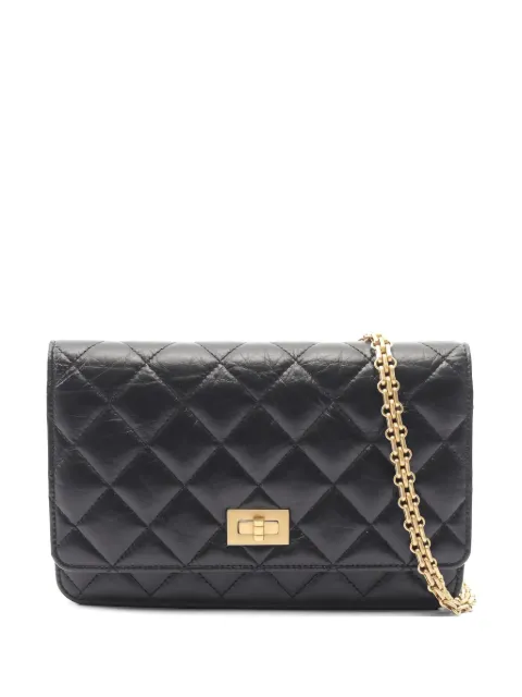 CHANEL Pre-Owned 2019 2.55 matelassé chain wallet Black 106638629798088