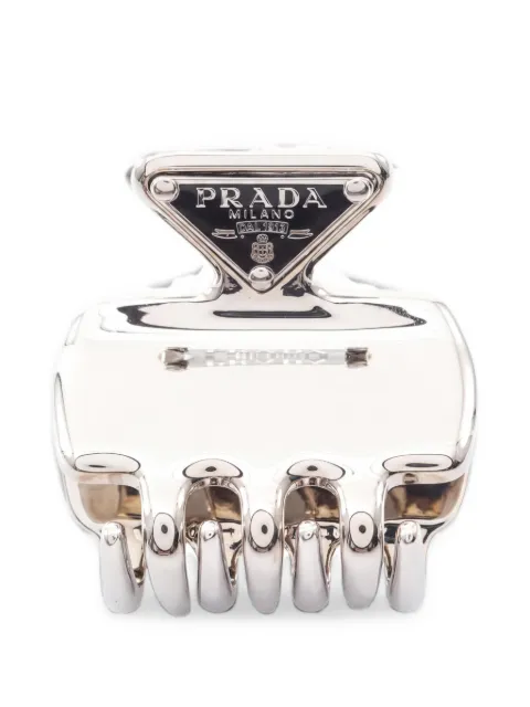 Prada Pre-Owned 2010s logo-plaque hair clip Silver 1061123