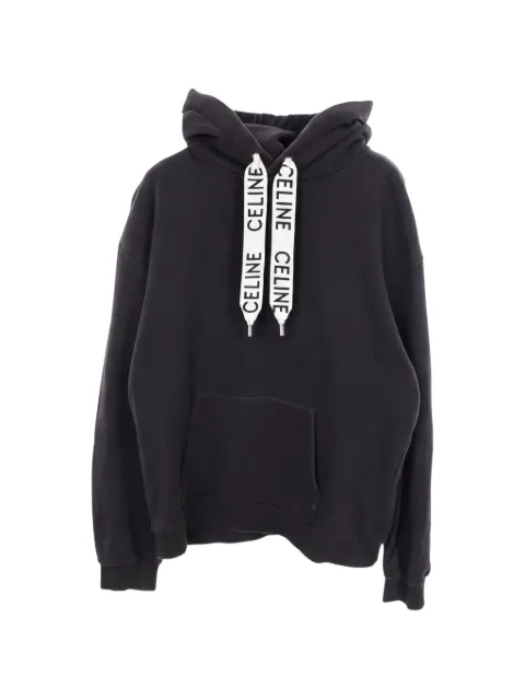 Celine Pre-Owned 2000s logo-drawstring hoodie Black 1061304