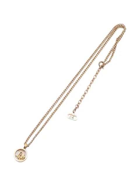 Christian Dior Pre-Owned 2000s rhinestone-embellished logo necklace Gold 1052397