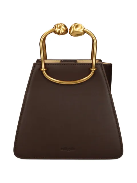 Cult Gaia sculptural-handle leather mini bag Brown HDBTH3651LR3088