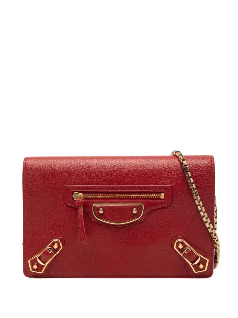 Balenciaga Pre-Owned 2017 Chevre Motocross Metallic Edge Wallet on Chain crossbody bag Red YM9D2O3GDPS2OEEB