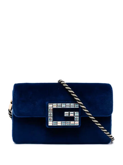 Gucci Pre-Owned 2016-2026 Crystal G Velvet Broadway crossbody bag Blue RUEJQK0YOU1HEGXO