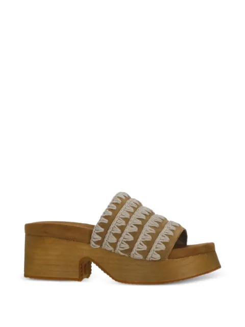Mou crochet-knit platform sandals Brown MUSW141002ACOG