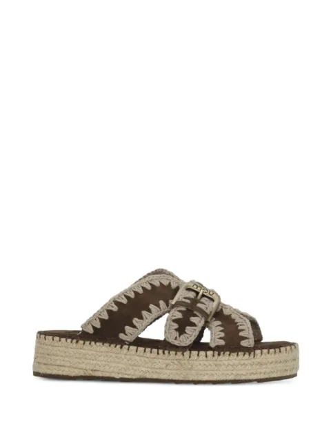 Mou crochet-trim buckle-fastening sandals Brown MUSW641003ADPB