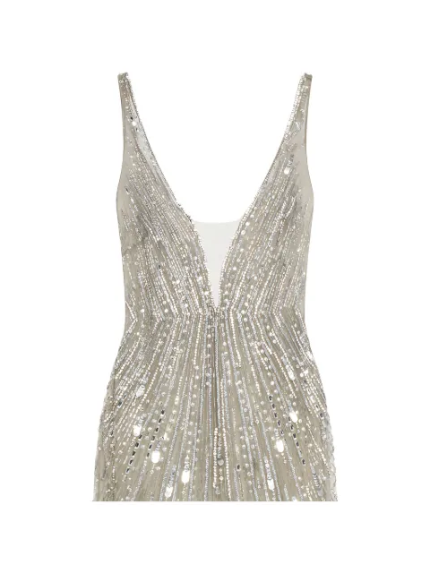 ROOM76 sequin-embellished sunburst-pattern dress Silver FRAS25517SAM