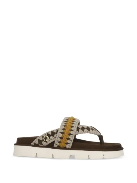 Mou crochet flat sandals Brown MUSW461024A