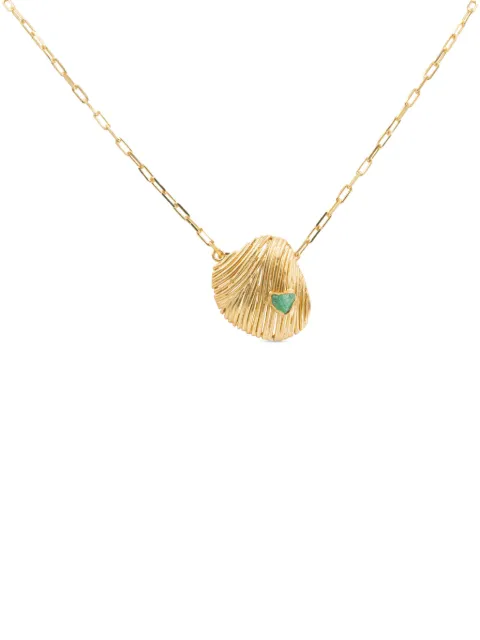 FENOMENA Long Shells emerald necklace Gold SN001E