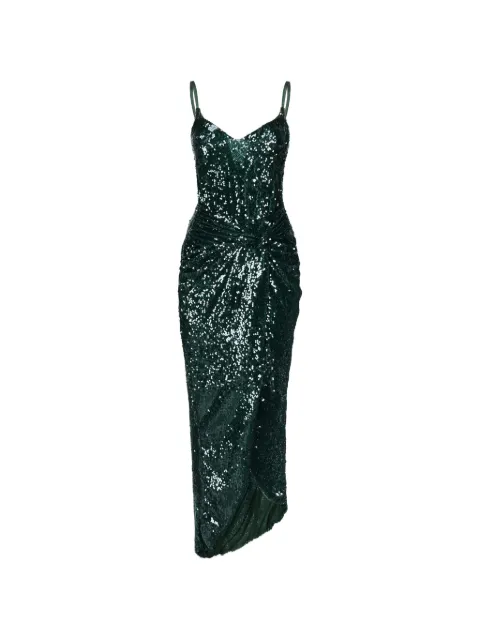 THE ARCHIVIA Long Sea sequin-embellished draped dress Green ABITOLONGSEA