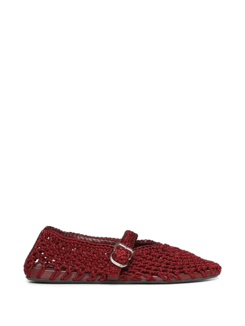 Alaïa crochet buckle-fastening ballet flats Red AA3A029I202332