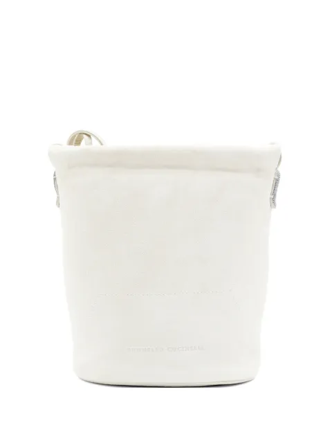 Brunello Cucinelli Monili-embellished suede shoulder bag Neutrals MBDLB2824PC8905