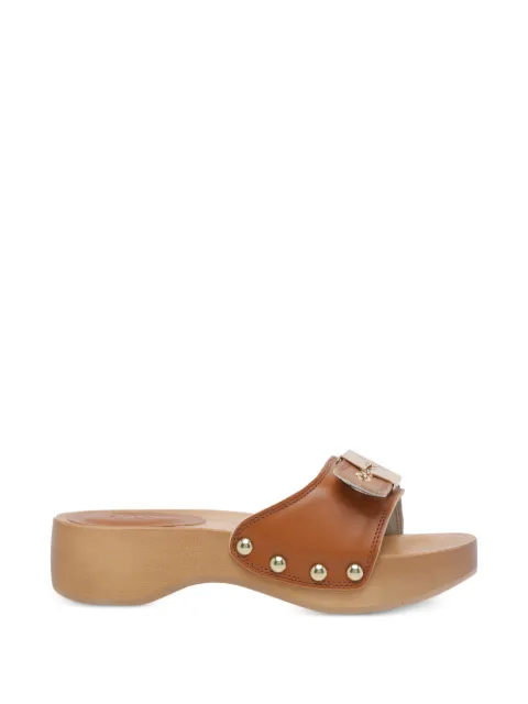 Scholl Pescura Heel Sr leather heeled sandals Brown F01255