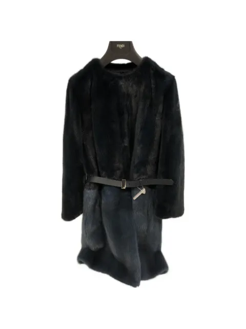 FENDI belted faux-fur coat Blue FNF713XP0
