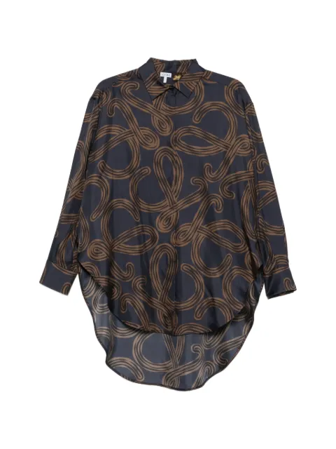 LOEWE anagram-print high-low shirt Blue S616Y05X74