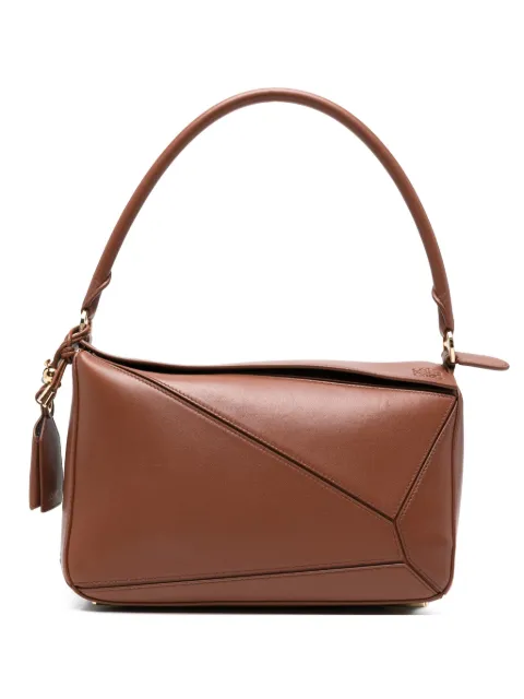 LOEWE medium Featherlight Puzzle leather tote bag Brown A510PLMX02