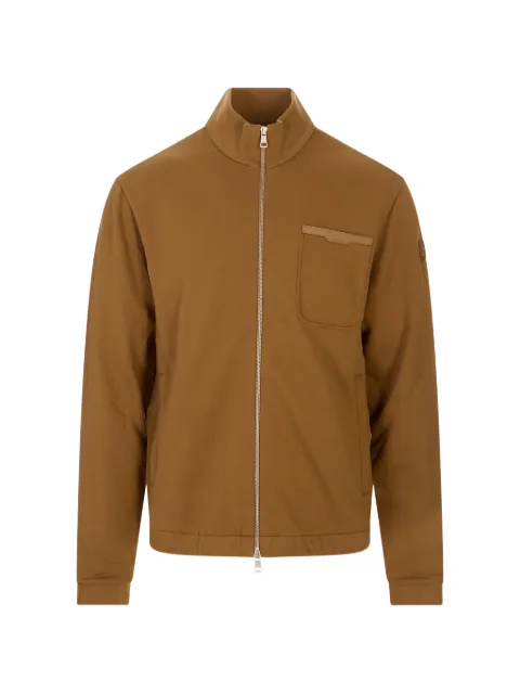 Moncler logo-patch zip-up sweater Neutrals 0918G0004789A8F