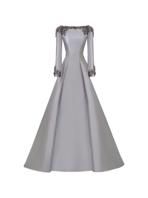 Gemy Maalouf beaded Mikado dress Grey GMFW267689LD