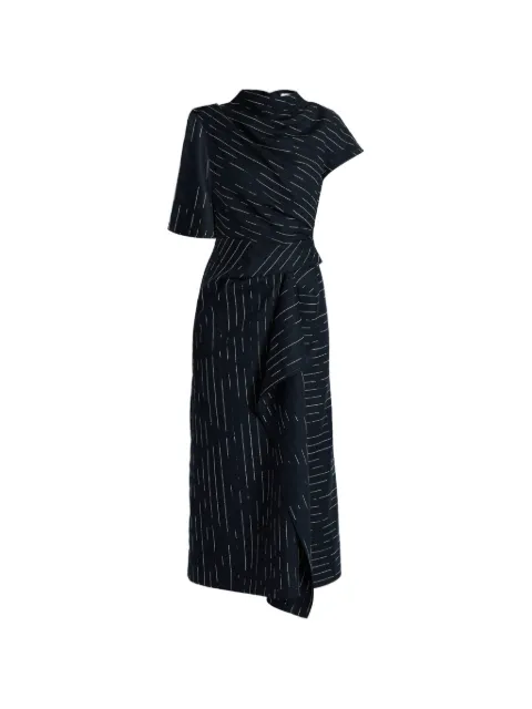 ERDEM striped draped midi dress Blue PF26D28770324012